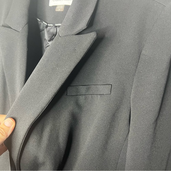 Calvin Klein One Button Strap Blazer Jacket Women 16 Black Lined Career Casual - Picture 5 of 10